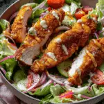 Air Fried Chicken Tender Salad with Honey Mustard (Easy & Healthy)
