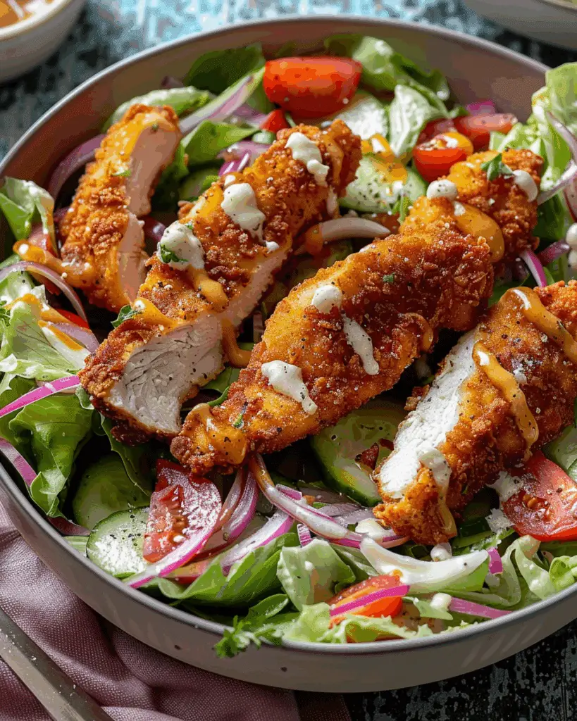 Air Fried Chicken Tender Salad with Honey Mustard (Easy & Healthy)
