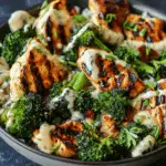 Grilled Chicken & Broccoli Bowls with Creamy Garlic Sauce