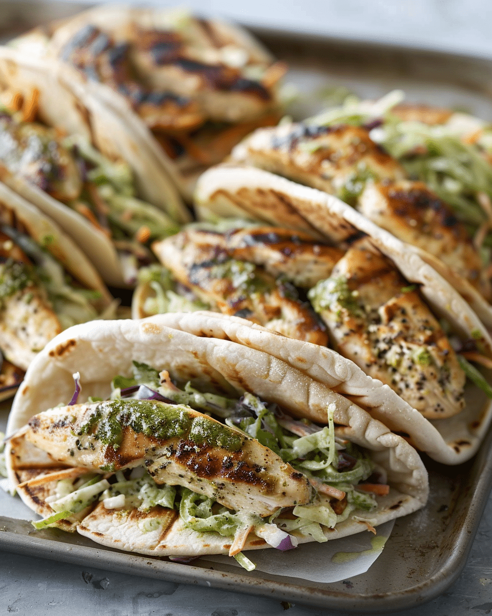 Sheet Pan Chicken Pitas with Herby Ranch Slaw