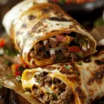 Grilled Cheese Burrito with Seasoned Beef