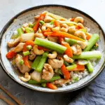 Chicken Stir Fry with Celery, Carrot and Cashew
