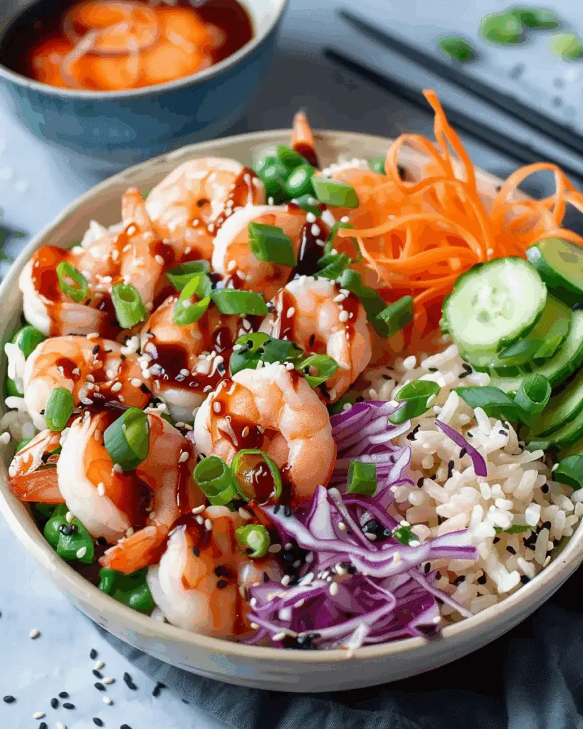Easy Shrimp Poke Bowl Recipe with Spicy Sriracha Sauce