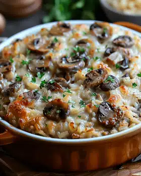 Ultimate Creamy Beef & Mushroom Rice Bake