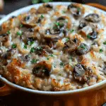 Ultimate Creamy Beef & Mushroom Rice Bake