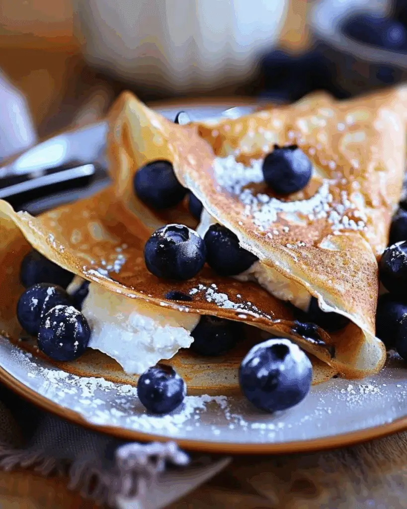 Stuffed Crepes with Ricotta Cheese and Blueberry Filling