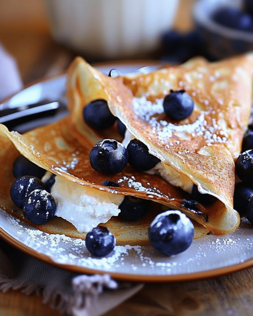 Stuffed Crepes with Ricotta Cheese and Blueberry Filling