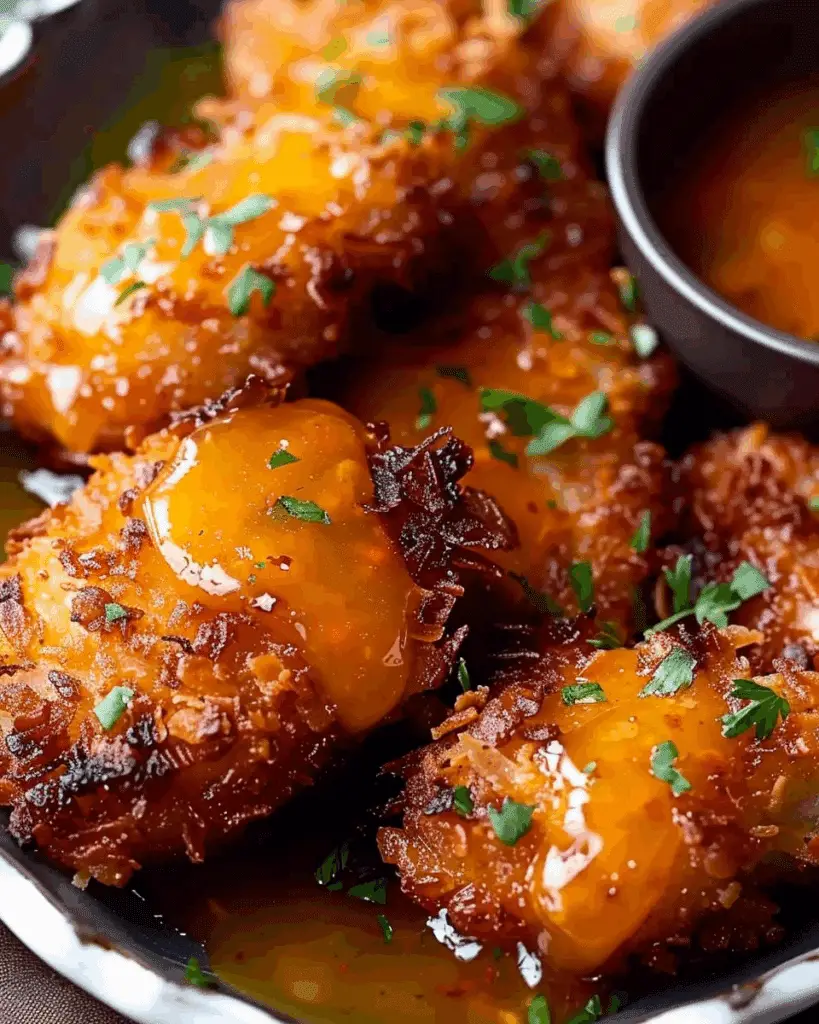 Crispy Coconut Chicken with Sweet and Tangy Peach Sauce