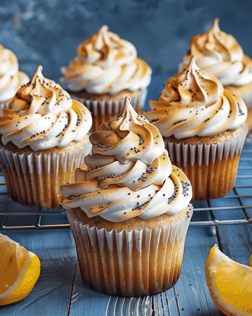 Lemon Poppy Seed Meringue Cupcakes