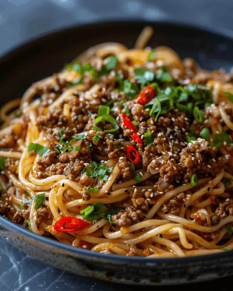 Mongolian Ground Beef Noodles