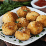 Baked Arancini with Peas and Mozzarella