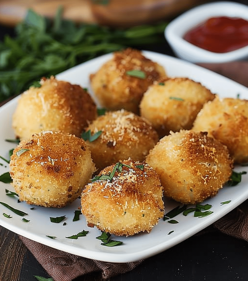 Baked Arancini with Peas and Mozzarella