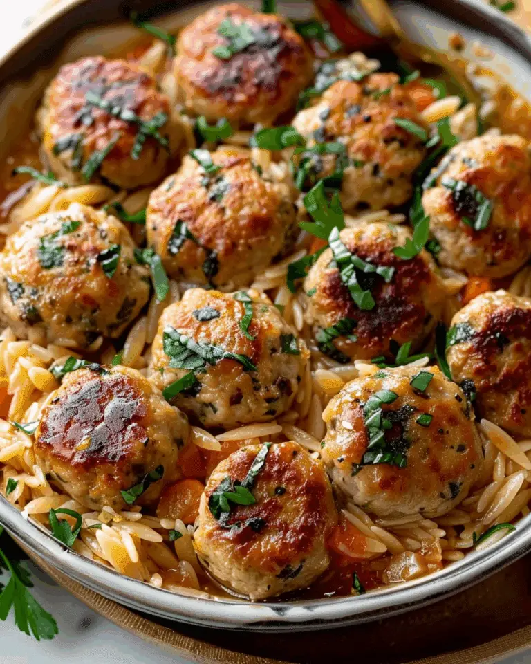 Sage Chicken Meatballs with Creamy Parmesan Orzo