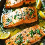 Trout (or Salmon) with Garlic Lemon Butter Herb Sauce