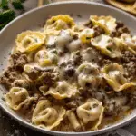 Cheesesteak Tortellini with Provolone Sauce