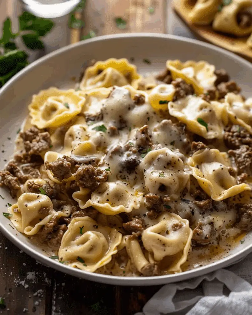 Cheesesteak Tortellini with Provolone Sauce