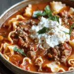 Creamy Lasagna Soup with Ricotta Topping ✨
