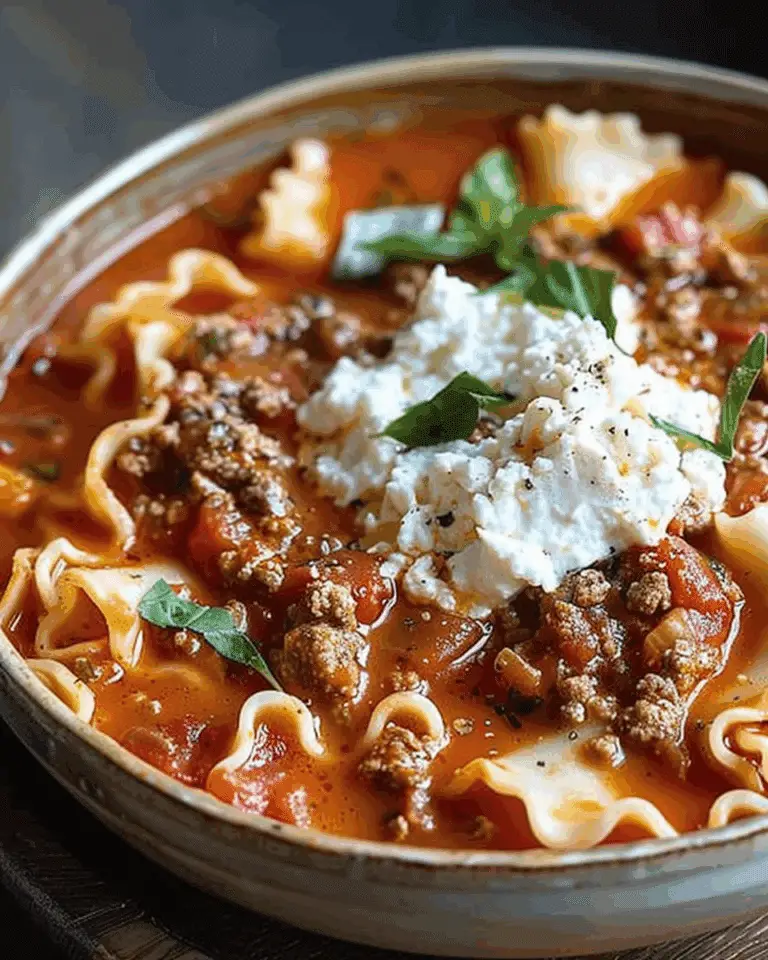 Creamy Lasagna Soup with Ricotta Topping ✨