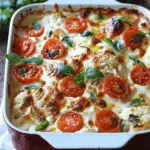 Creamy Baked Cauliflower with Mozzarella and Tomatoes