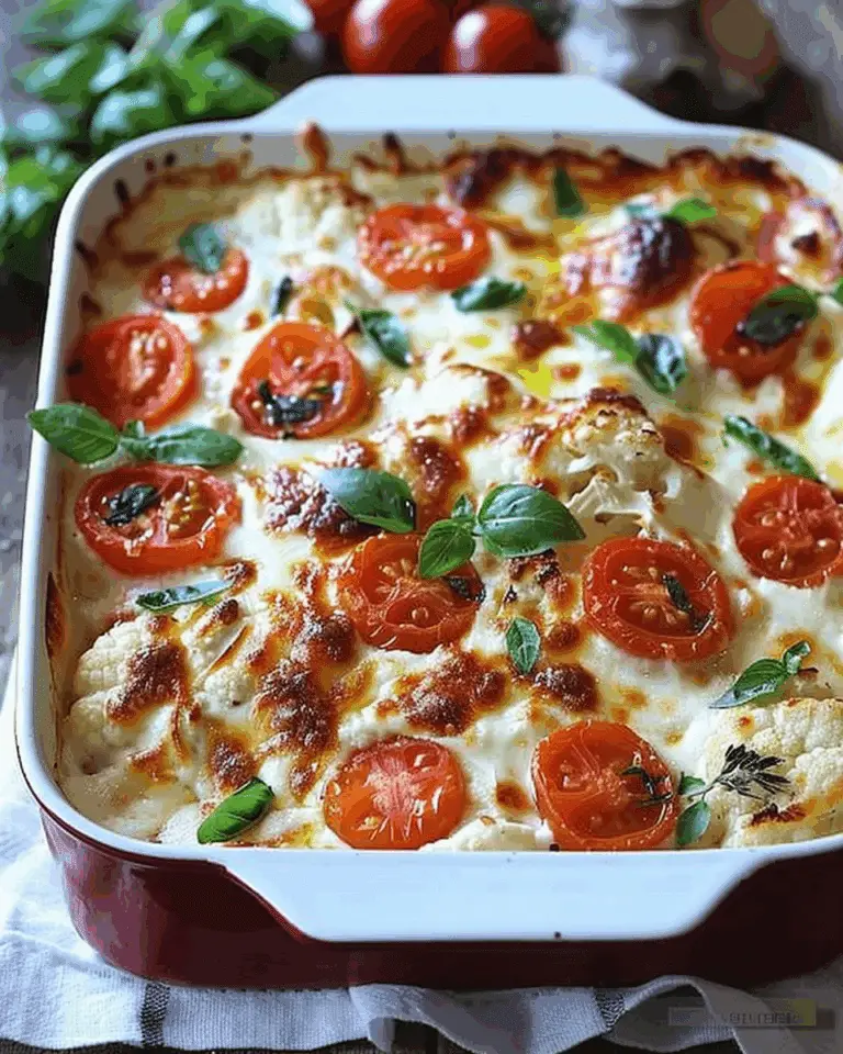 Creamy Baked Cauliflower with Mozzarella and Tomatoes