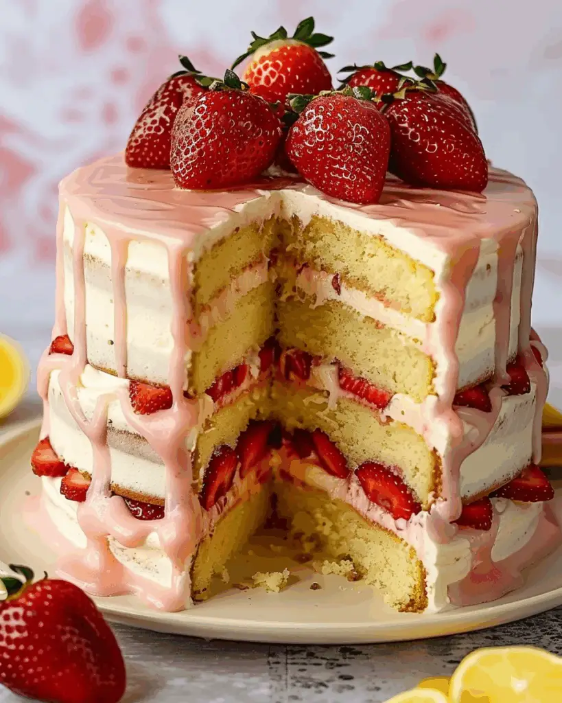 Strawberry Lemonade Layer Cake ✨