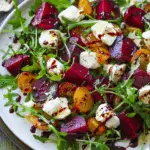 Beet and Mozzarella Salad with Arugula and Balsamic Dressing