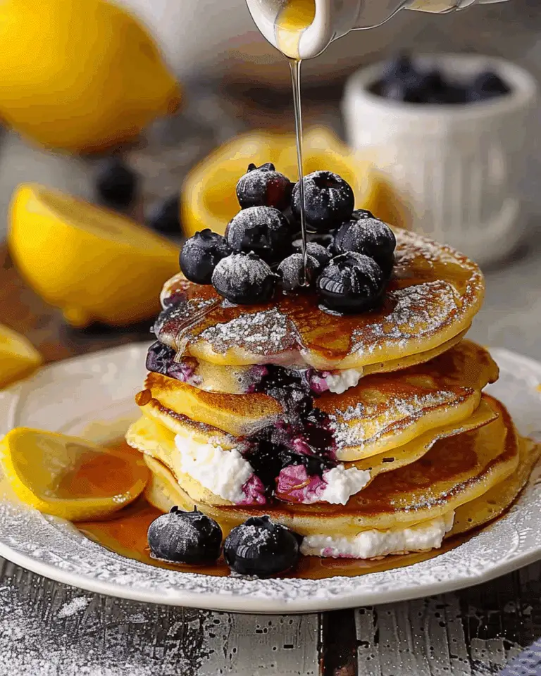 Lemon Ricotta Pancakes Stuffed with Blueberries