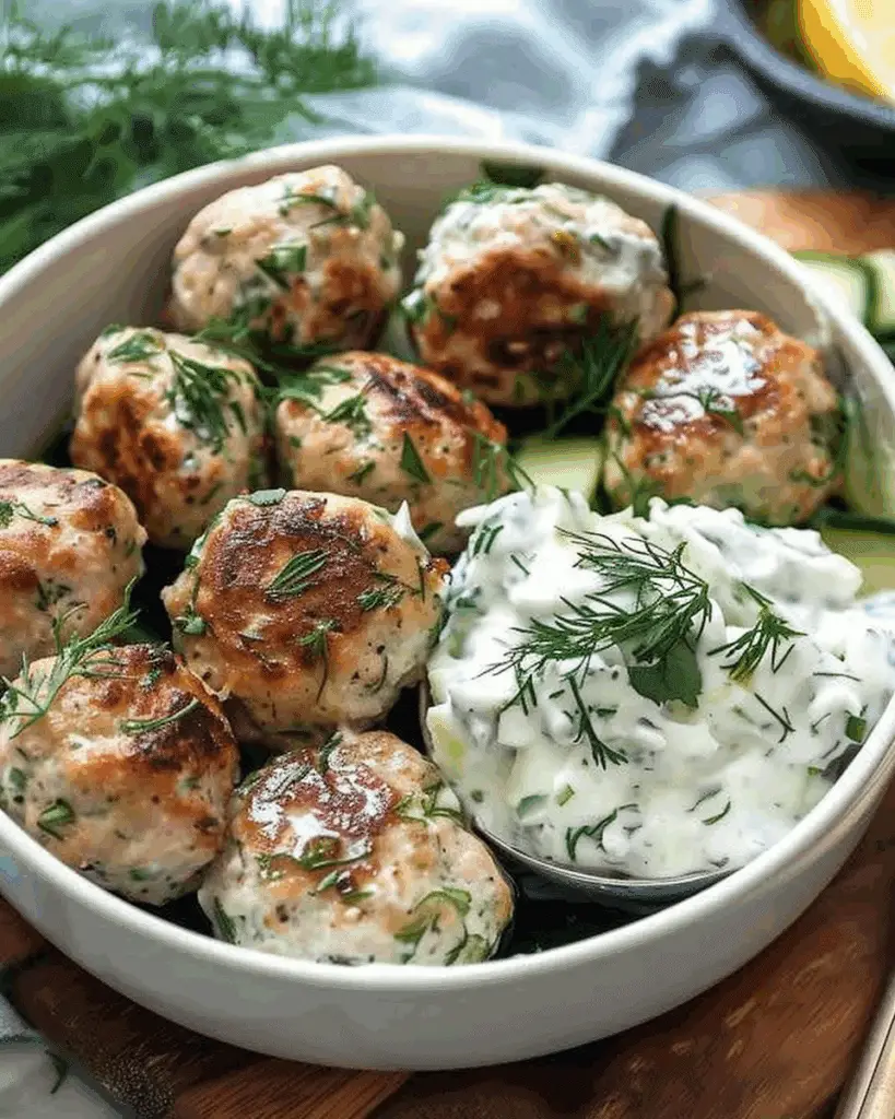 Greek Chicken Meatballs with Homemade Tzatziki Sauce