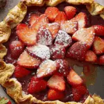 Fresh Strawberry Galette with Honey Drizzle and Ice Cream