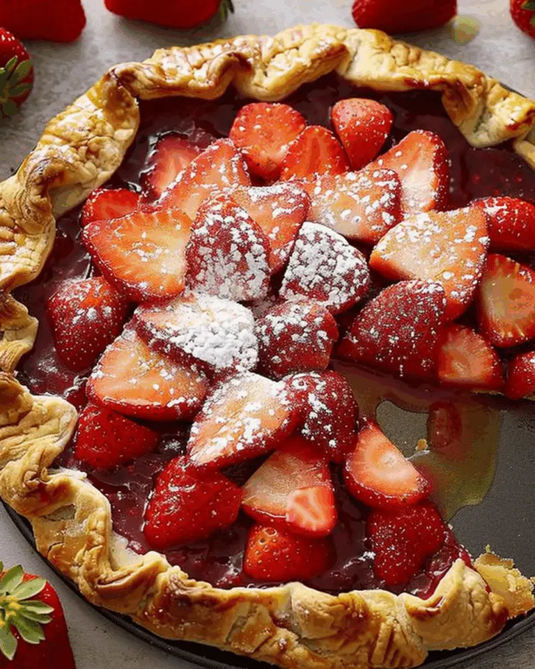 Fresh Strawberry Galette with Honey Drizzle and Ice Cream