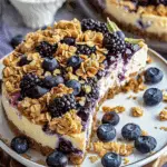 Blueberry Crumble Cheesecake (with crunchy oats and brown sugar topping)