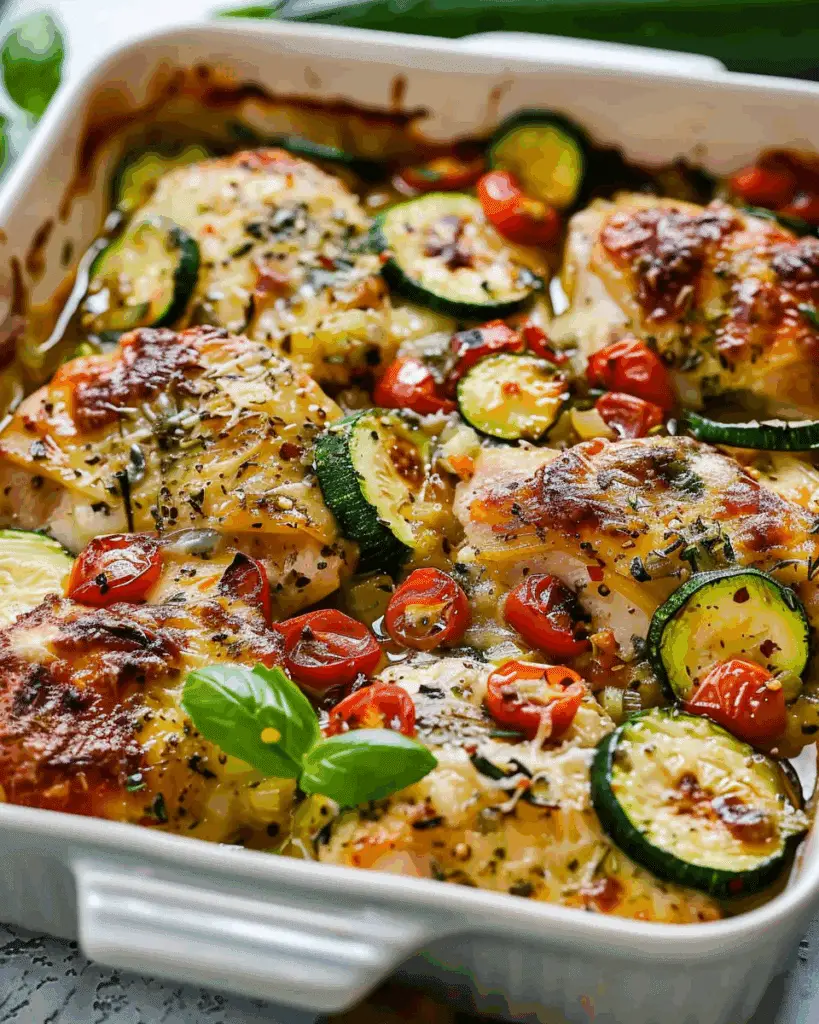 Best Mediterranean Chicken Zucchini Bake