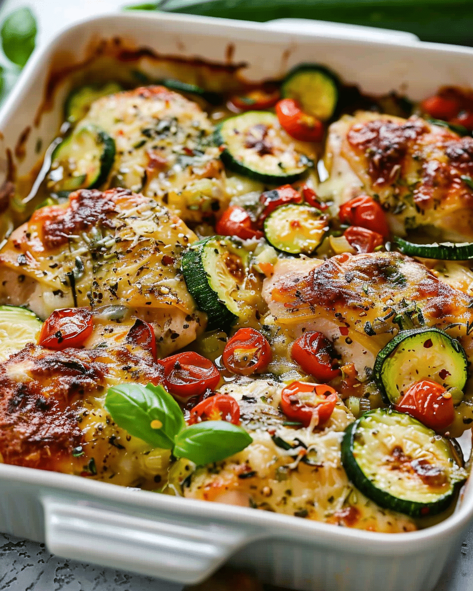 Best Mediterranean Chicken Zucchini Bake