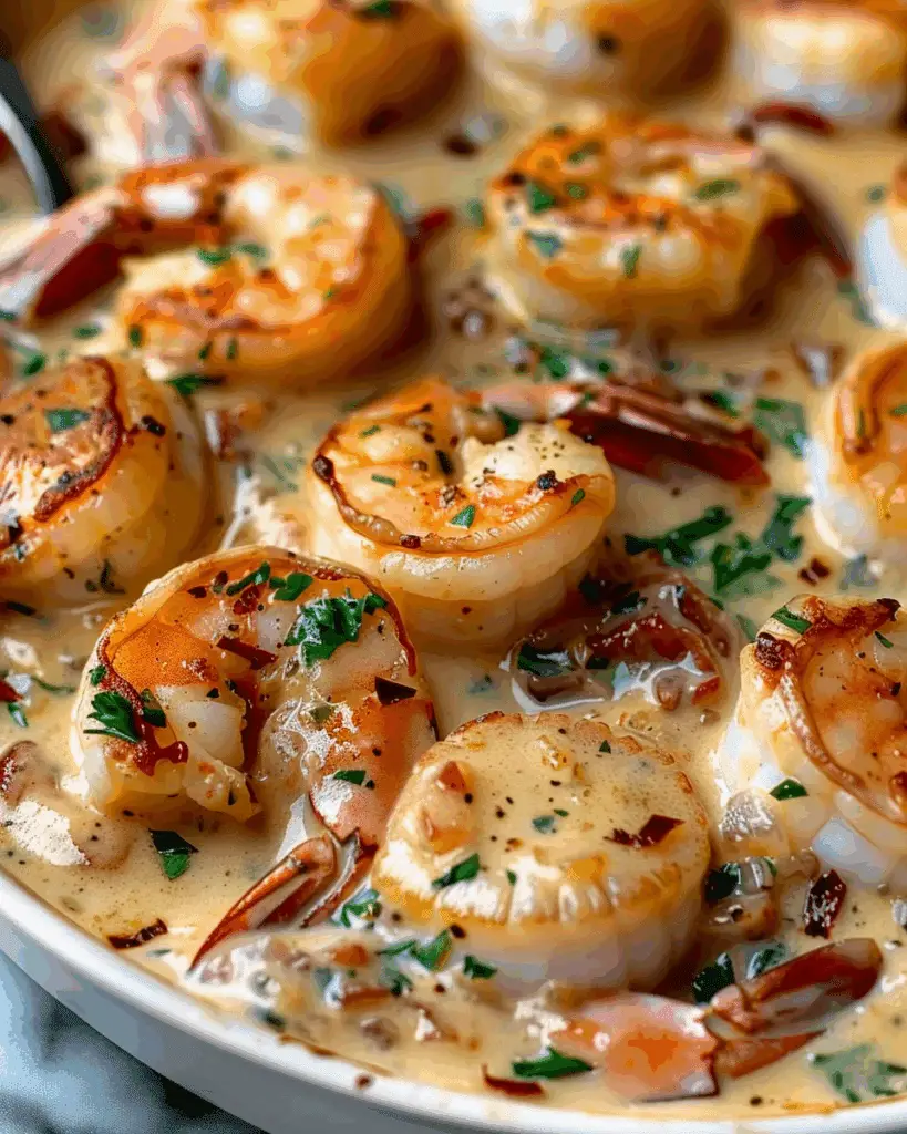 Scallops and Shrimp with Creamy Sun-Dried Tomato Sauce