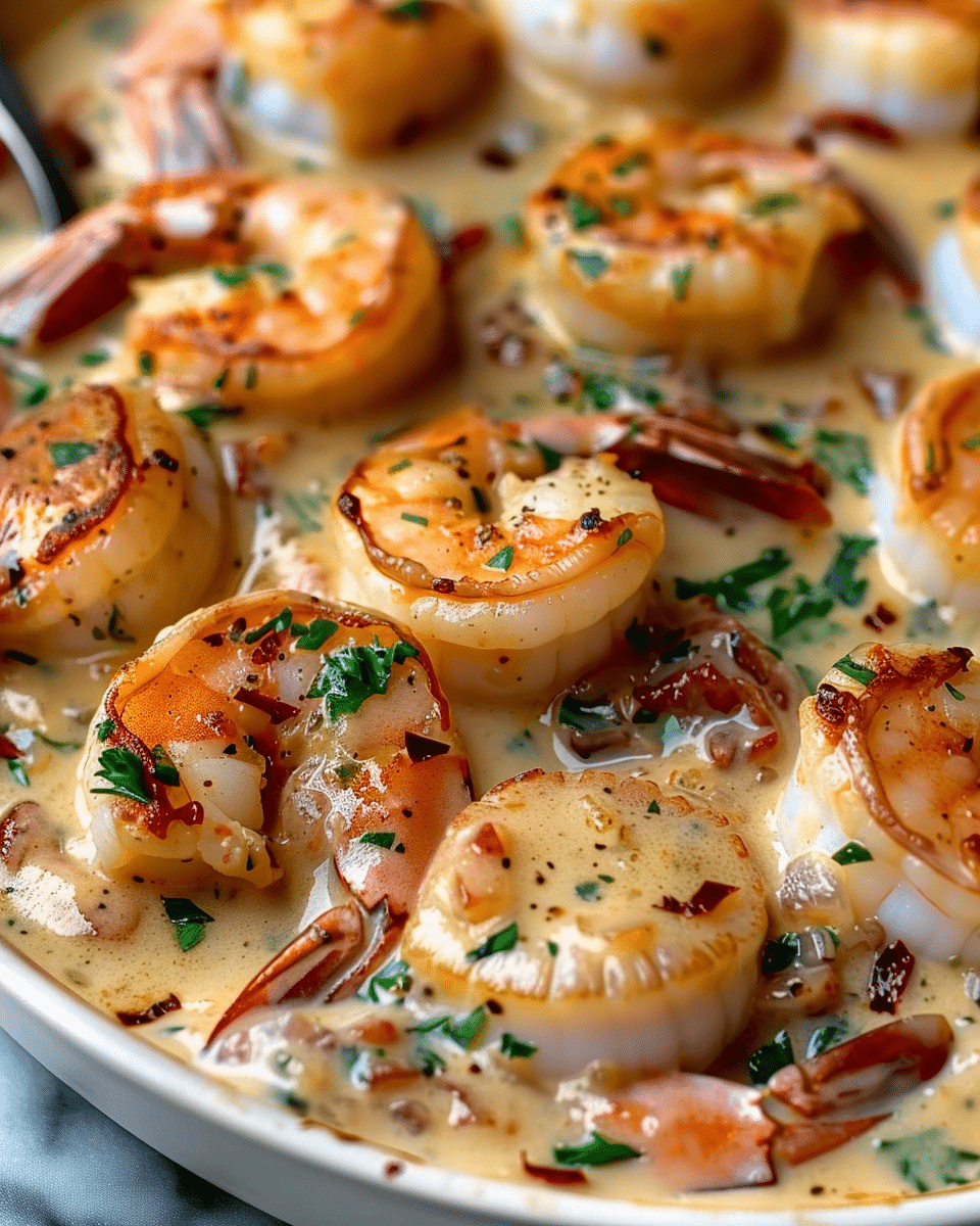 Scallops and Shrimp with Creamy Sun-Dried Tomato Sauce