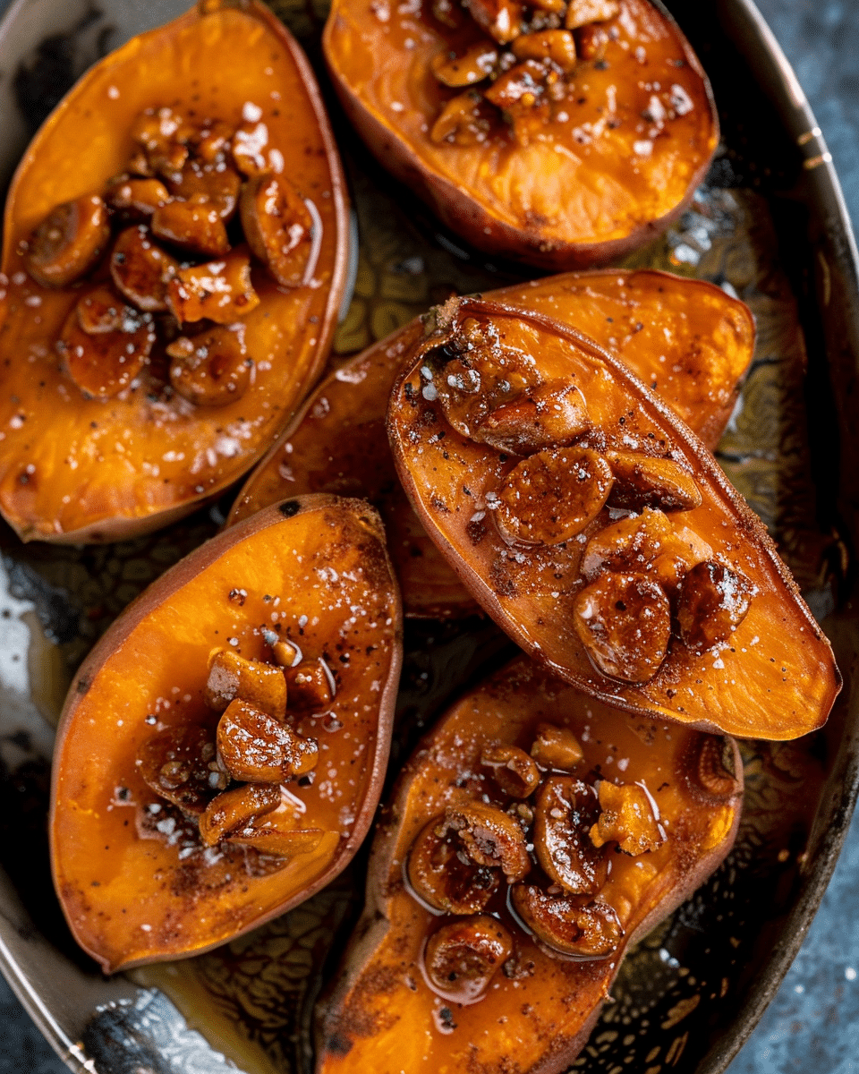Maple Roasted Sweet Potatoes with Walnuts