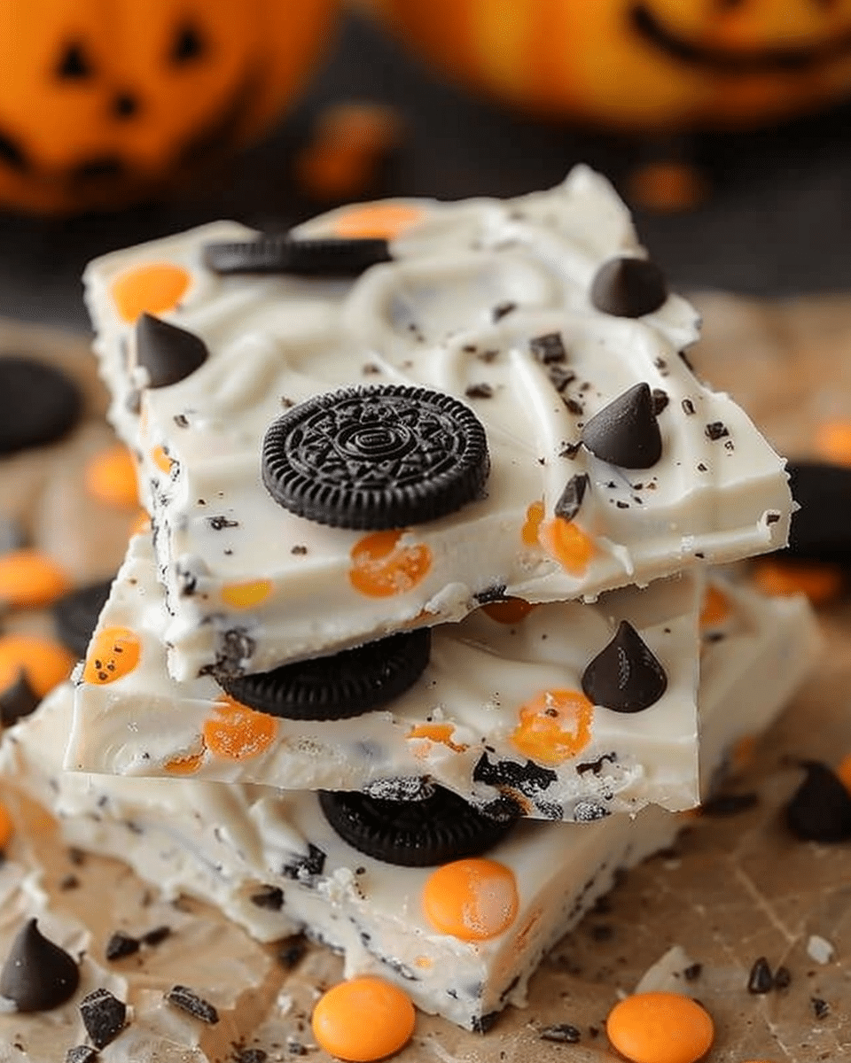 Easy White Chocolate Halloween Oreo Bark
