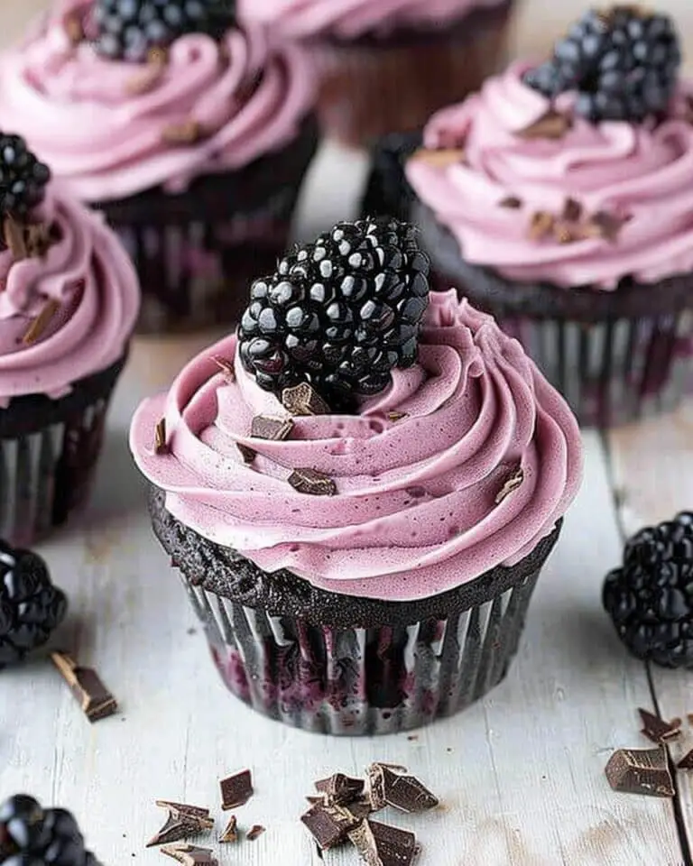 Decadent Dark Chocolate Blackberry Cupcakes