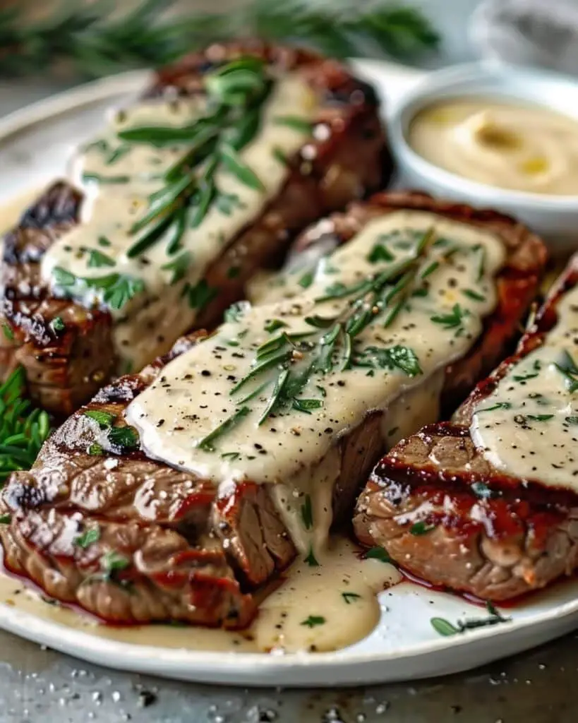 Juicy Steak with Creamy Garlic Sauce