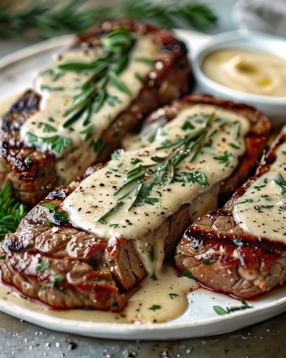 Juicy Steak with Creamy Garlic Sauce