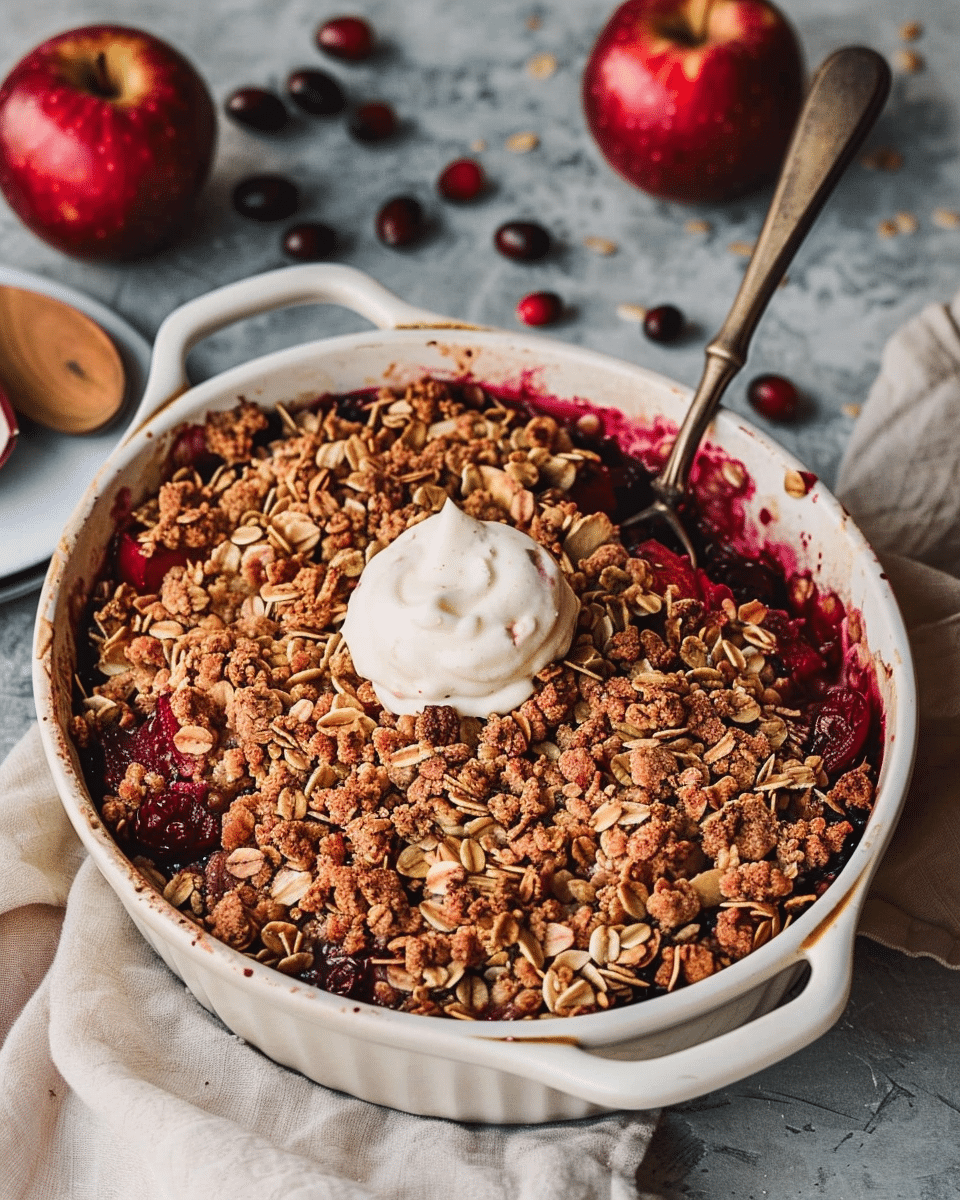 Vegan & Paleo Apple Cranberry Crisp