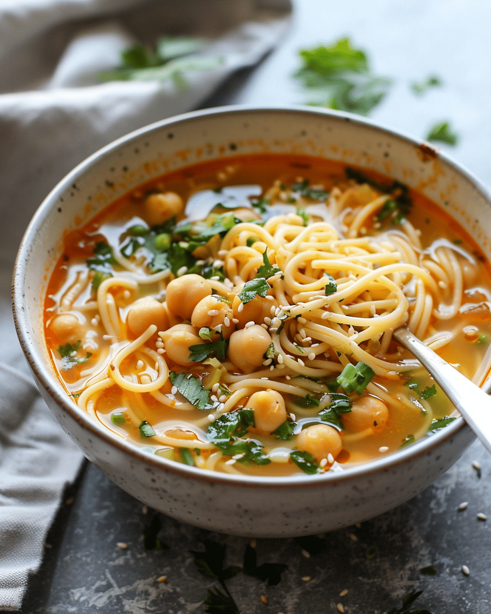 Vegan Chickpea Noodle Soup