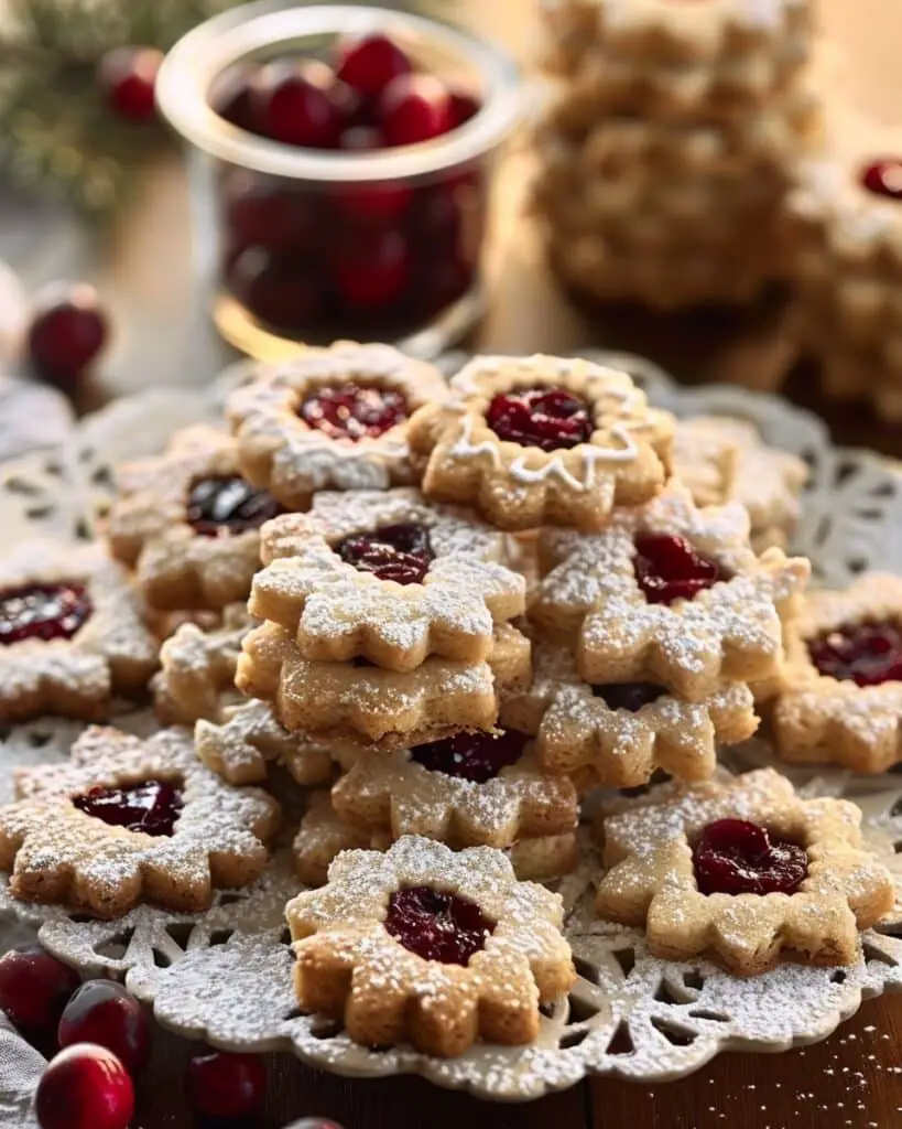 Cranberry Linzer Cookies