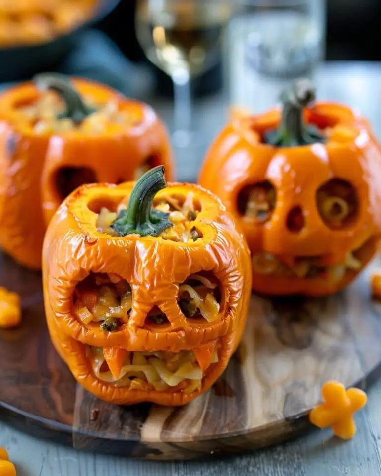 Stuffed Bell Pepper Jack-o’-Lanterns