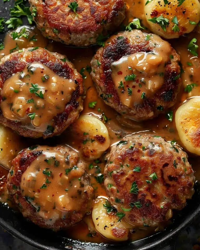 Mushroom Gravy Smothered Rissoles