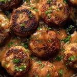 Mushroom Gravy Smothered Rissoles