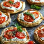 Easy Vegetarian Puff Pastry Tomato Tarts with Feta and Ricotta