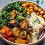 Roasted Veggie-Chickpea Bowls with Tahini Dressing
