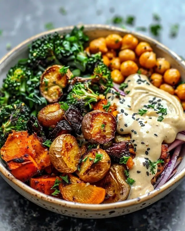 Roasted Veggie-Chickpea Bowls with Tahini Dressing