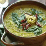 Artichoke Spinach Soup with Sun-Dried Tomatoes